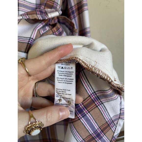 JACHS Girlfriend White Pink Plaid XL Button Up Collared Flannel Shirt - Picture 7 of 10
